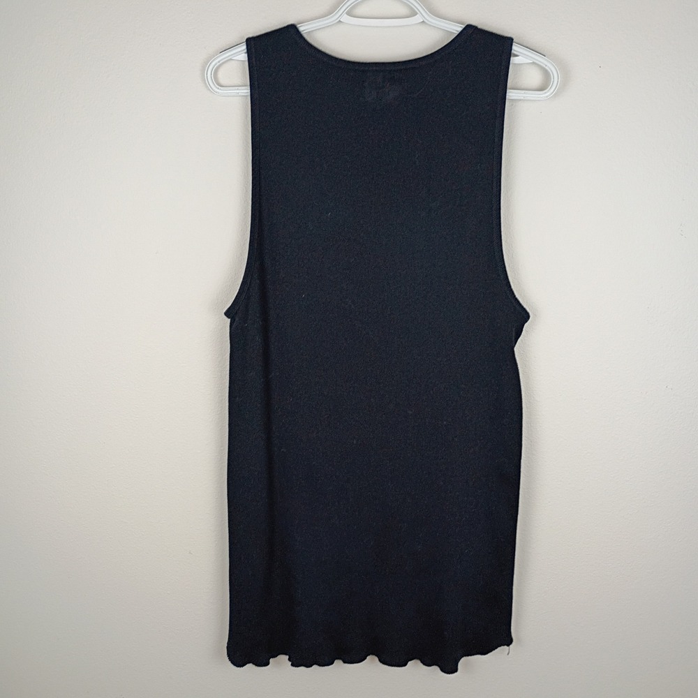 Old Navy Womens XXL Ribbed Tunic Tank Top Black Lettuce Hem 100% Cotton Scoop - Picture 2 of 5